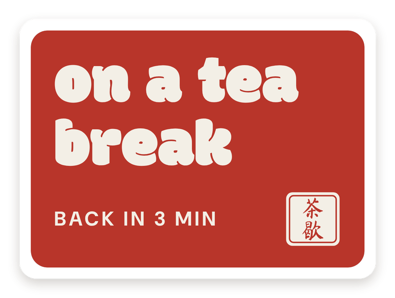 Red on a tea break, back in 3 min sticker
